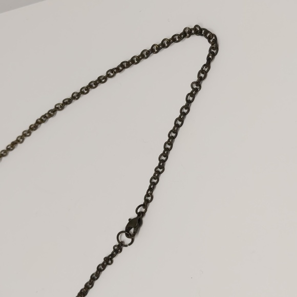 Elephant Pendant Necklace Long Brass Tone Rhinestones - Picture 5 of 9